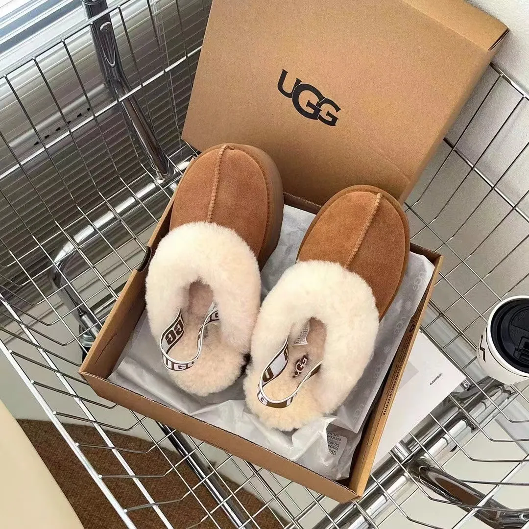 💰 480 UGG sheepskin all-in-one snow boots official website recommends 3474 5-layer 5 cm thick-soled slippers Color: Chocolate Mustard Black Gray Maroon Dusk Pink Size: 35-41
